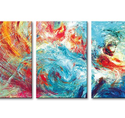 Kleurexplosie in Beweging, handgeschilderd olieverfschilderij met kleurvlakken