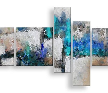 Blauwe Impasto Structuur, handgeschilderd olieverfschilderij met blauwe kleurvlakken en paletmes structuur