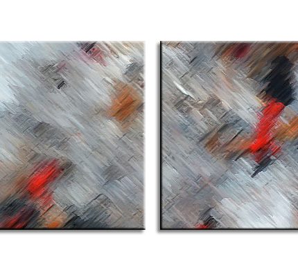 Grijze Storm in Beweging, handgeschilderd olieverfschilderij met abstracte structuur