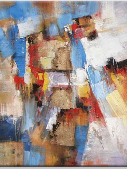 Kleurenspel in Beweging, handgeschilderd olieverfschilderij met abstracte kleurvlakken