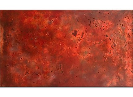 Roestrood Kleurenspel, handgeschilderd olieverfschilderij met abstracte structuur
