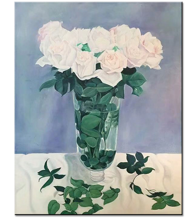 White Roses in a Vase-0 White Roses in a Vase - Afbeelding 1