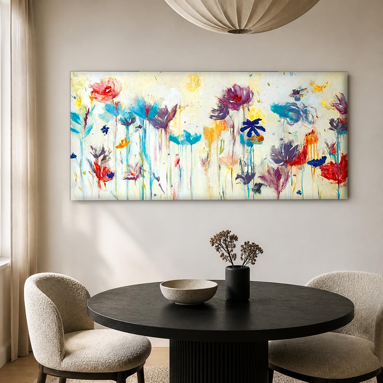CAS051-1 Veldbloemen in Waterverf, Bloemen & Stilleven schilderij aan de muur in interieur