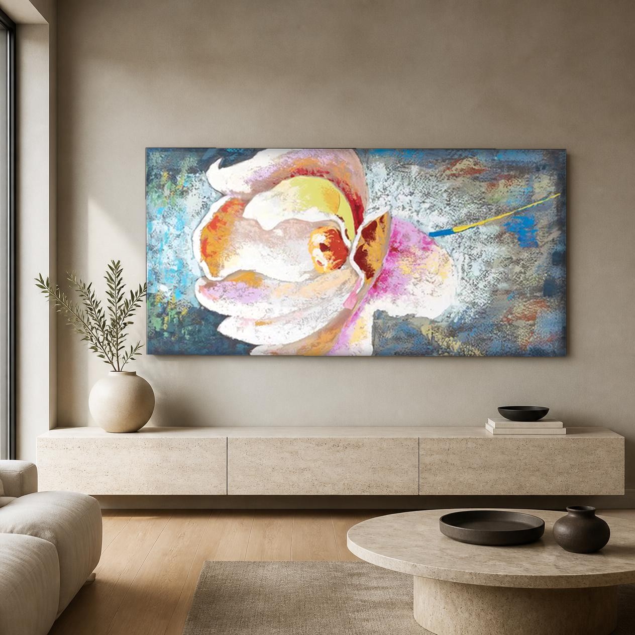 CAS101-1 Bloem in close-up, Bloemen & Stilleven schilderij aan de muur in interieur