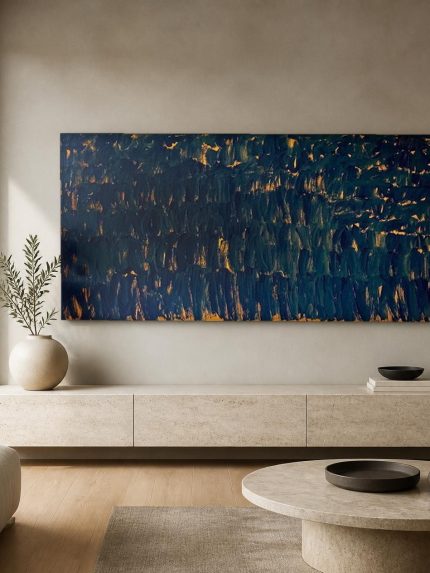 Nachtelijke Textuur, Abstract & Modern schilderij aan de muur in interieur