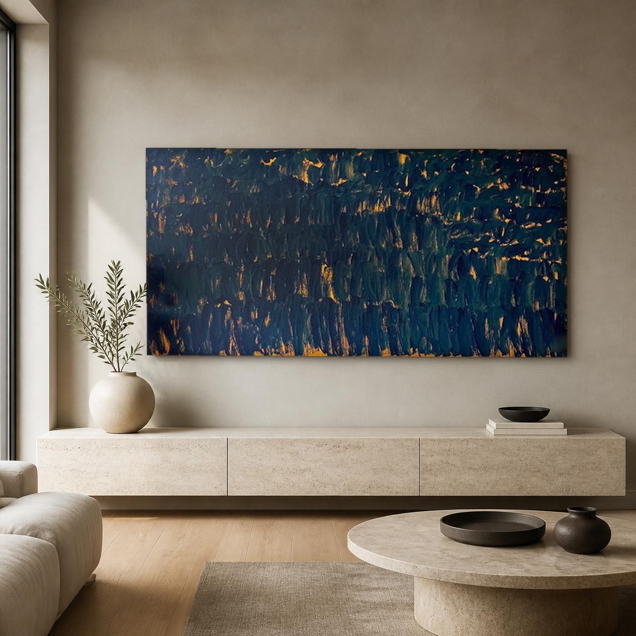 CAS1012-1 Nachtelijke Textuur, Abstract & Modern schilderij aan de muur in interieur