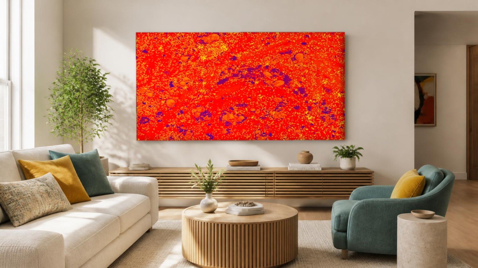 CAS1013-1 Vurige Textuur, Abstract & Modern schilderij aan de muur in interieur