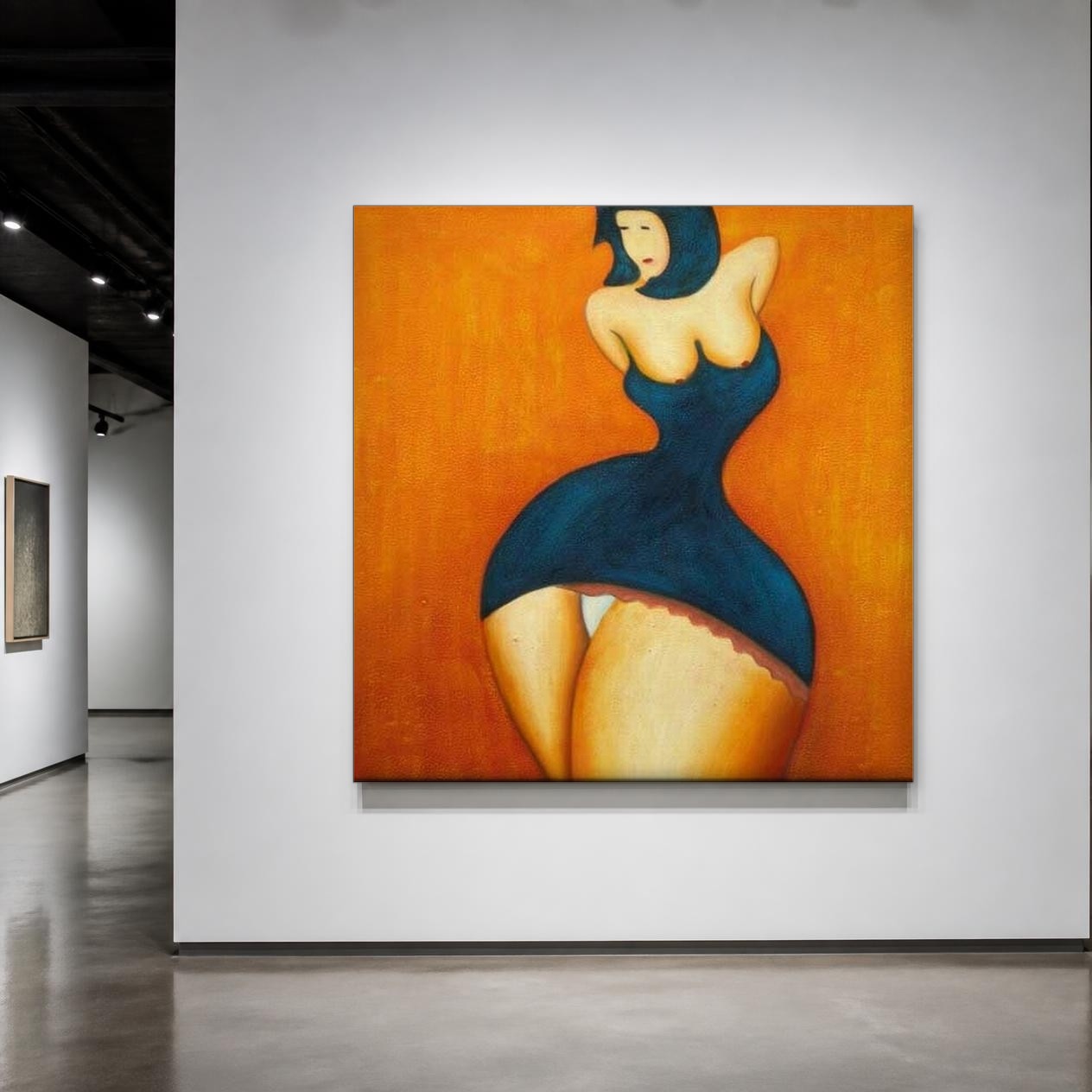 CAS1019-1 Vrouw in Nachtblauw, Mensen & Portretten schilderij aan de muur in interieur