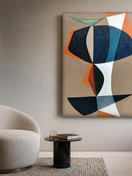 Verticaal Samenspel, Abstract & Modern schilderij aan de muur in interieur