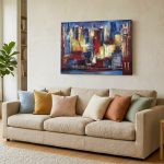 New York bij Nacht, Steden & Skylines schilderij aan de muur in interieur