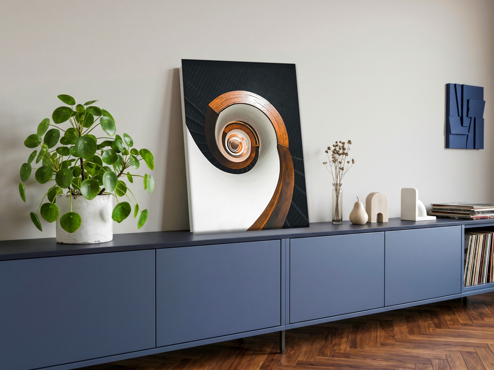 CAS1083-1 Spiraal van Hout en Licht, Abstract & Modern schilderij aan de muur in interieur
