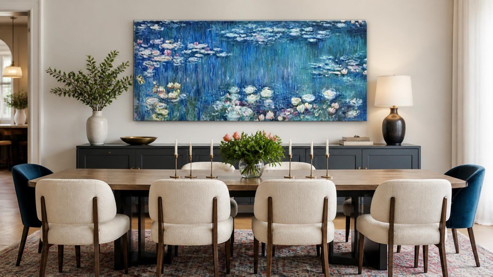 CAS110-1 Waterlelies (naar Monet), Bloemen & Stilleven schilderij aan de muur in interieur