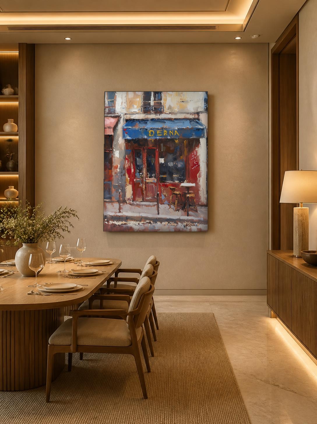 CAS1111-1 Café Derna in Parijs, Steden & Skylines schilderij aan de muur in interieur