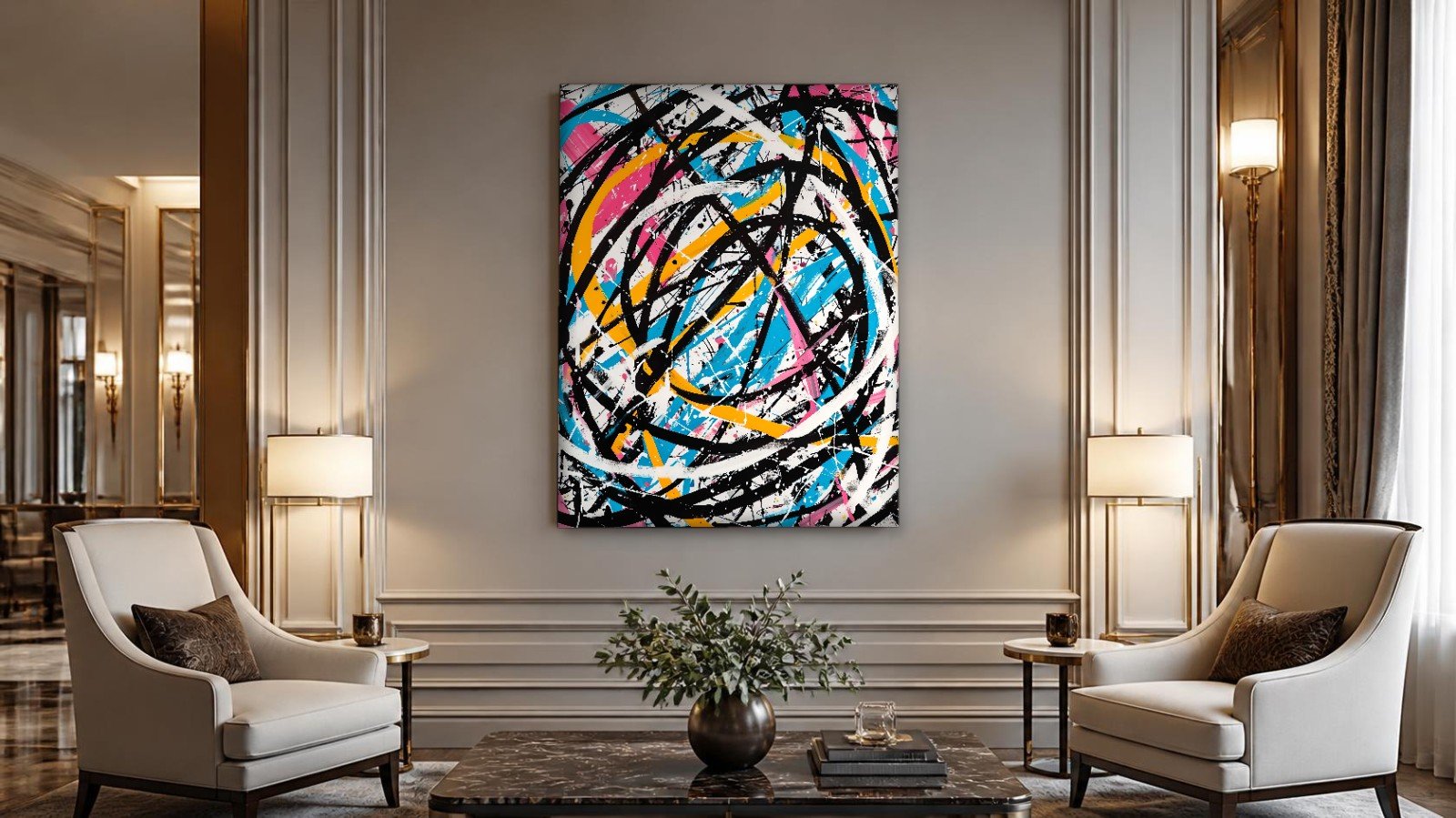 CAS1114-1 Wervelende Energie, Abstract & Modern schilderij aan de muur in interieur