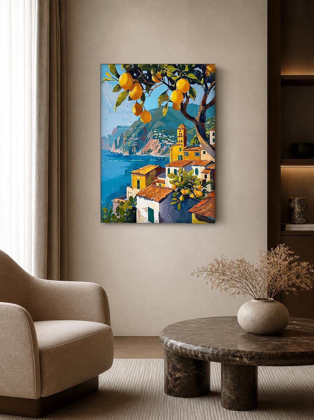 CAS1143-1 Citroenen bij Amalfi, Natuur & Landschap schilderij aan de muur in interieur