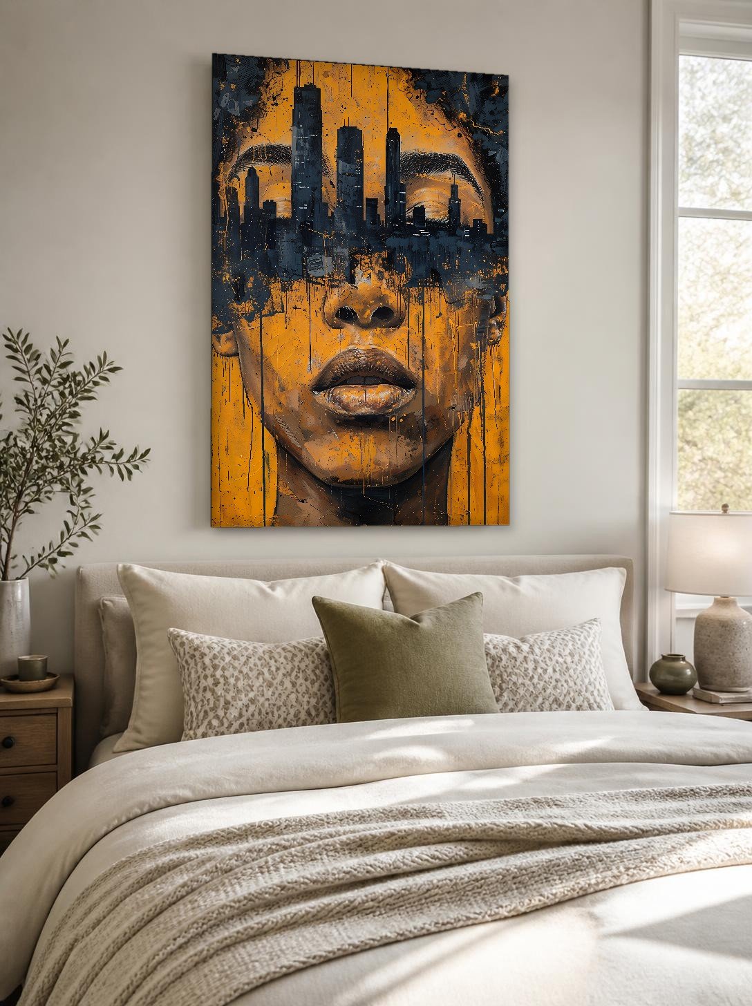 CAS1149-1 Skyline in de Blik, Mensen & Portretten schilderij aan de muur in interieur