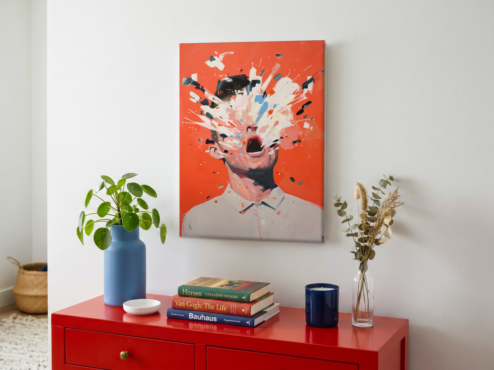CAS1157-1 Explosie van Gedachten, Mensen & Portretten schilderij aan de muur in interieur
