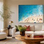 Strandleven vanuit de lucht, Natuur & Landschap schilderij aan de muur in interieur