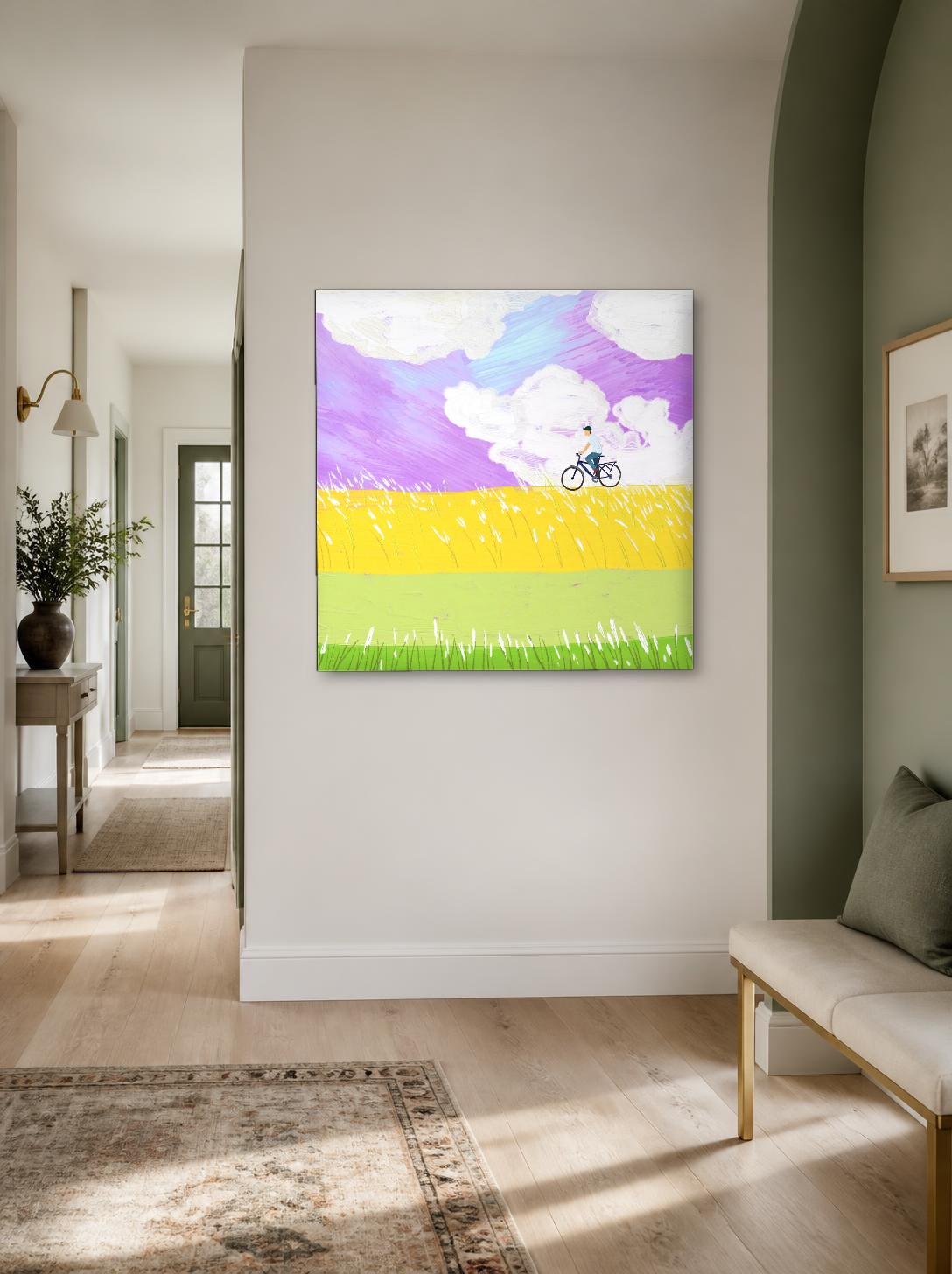 CAS1188-1 Fietstocht Langs Gouden Velden, Natuur & Landschap schilderij aan de muur in interieur