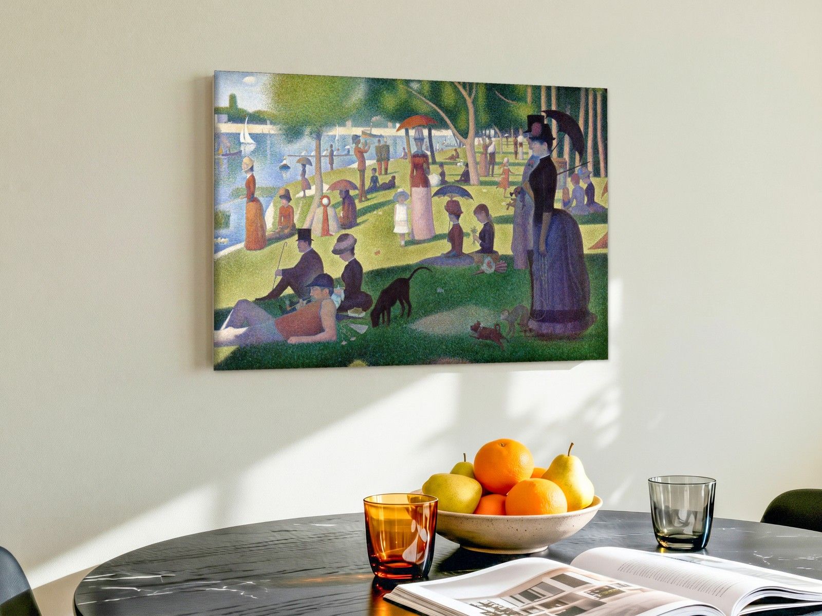 CAS1198-1 Zondag op La Grande Jatte (naar Seurat), Mensen & Portretten schilderij aan de muur in interieur