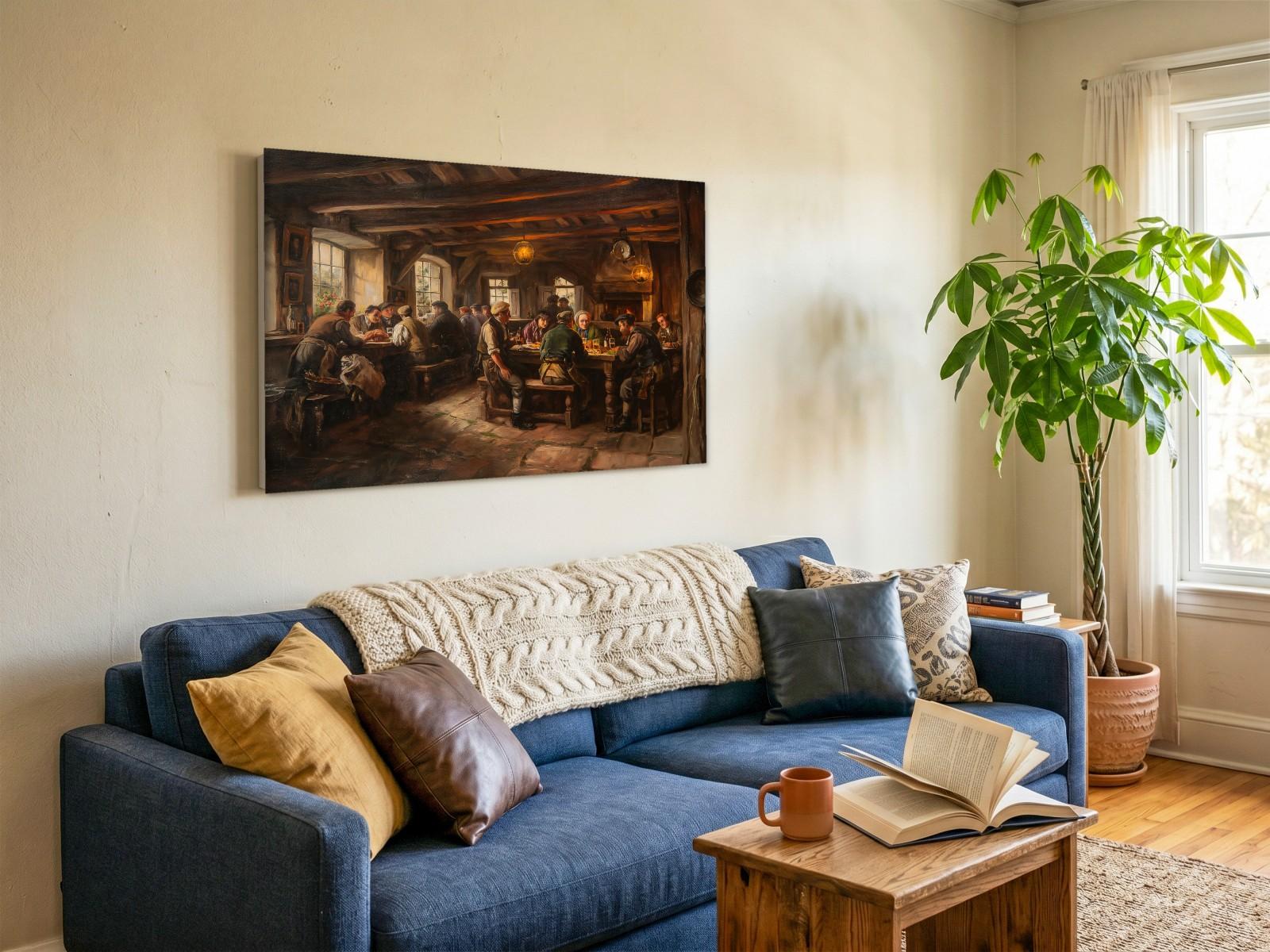CAS1219-1 Avond in de Herberg, Mensen & Portretten schilderij aan de muur in interieur