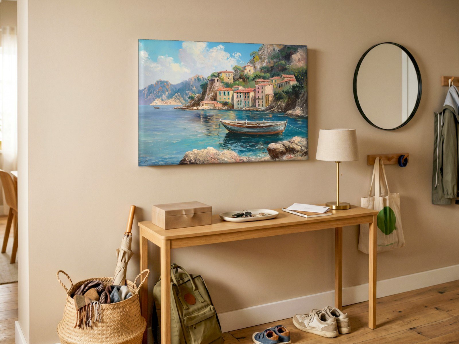 CAS1225-1 Kleurrijke Baai aan de Amalfikust, Natuur & Landschap schilderij aan de muur in interieur