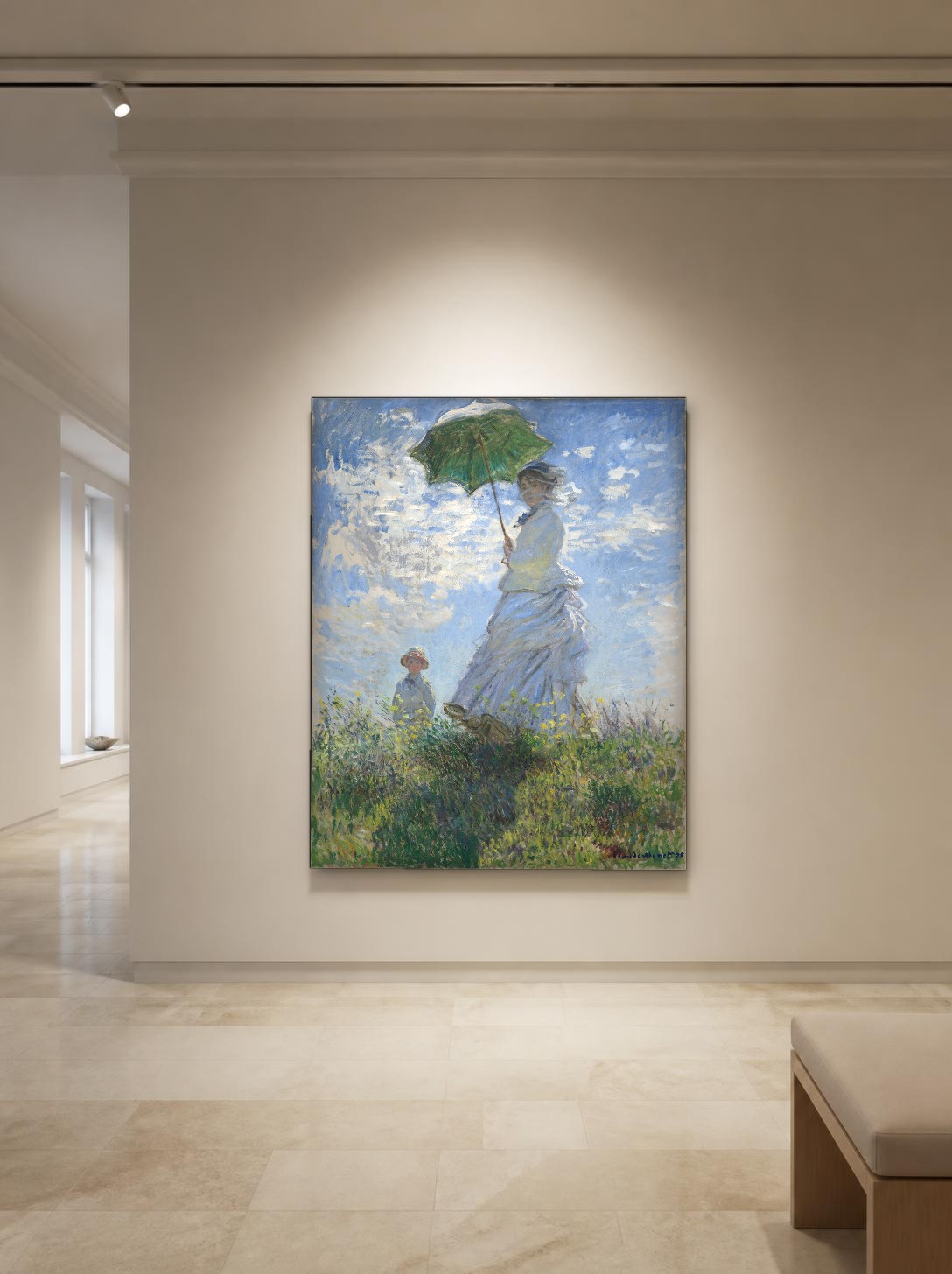 CAS1268-1 Vrouw met parasol (naar Monet), Mensen & Portretten schilderij aan de muur in interieur