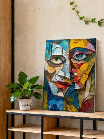 Gefragmenteerd Portret in Kleur, Mensen & Portretten schilderij aan de muur in interieur