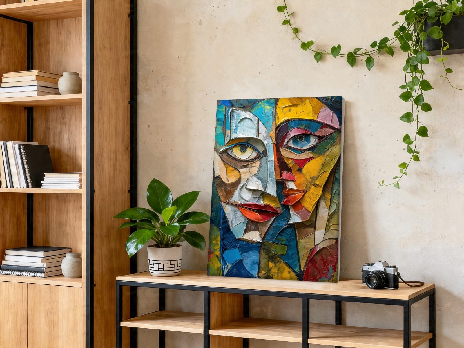 CAS1274-1 Gefragmenteerd Portret in Kleur, Mensen & Portretten schilderij aan de muur in interieur
