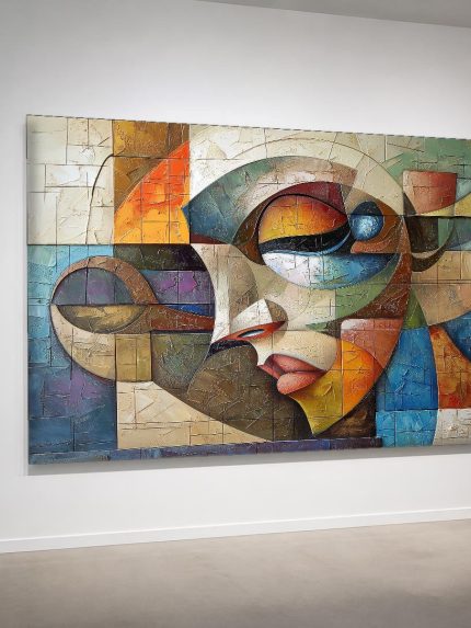 Kubistisch Vrouwenportret, Mensen & Portretten schilderij aan de muur in interieur