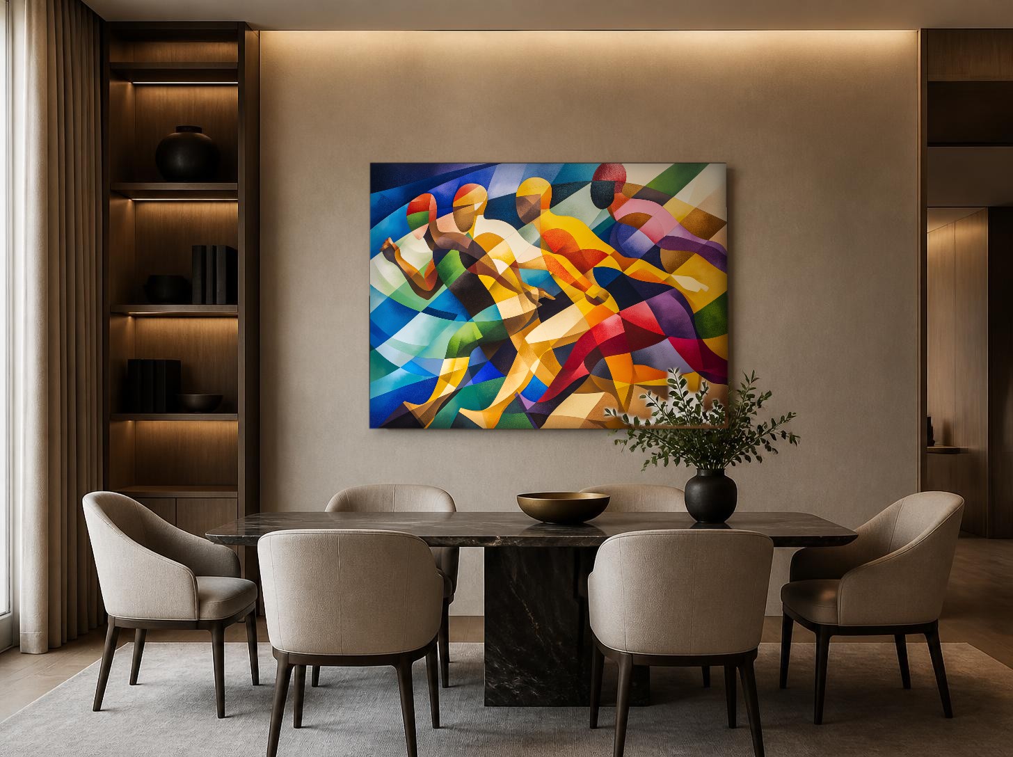 CAS1279-1 Hardlopers in Kleurenspel, Mensen & Portretten schilderij aan de muur in interieur
