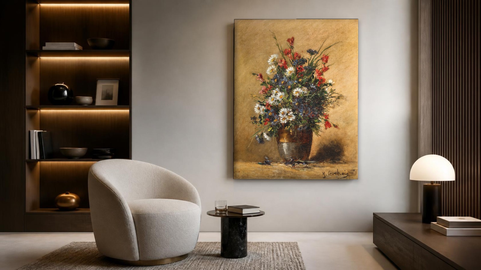 CAS1289-1 Veldboeket (naar Cauchois), Bloemen & Stilleven schilderij aan de muur in interieur