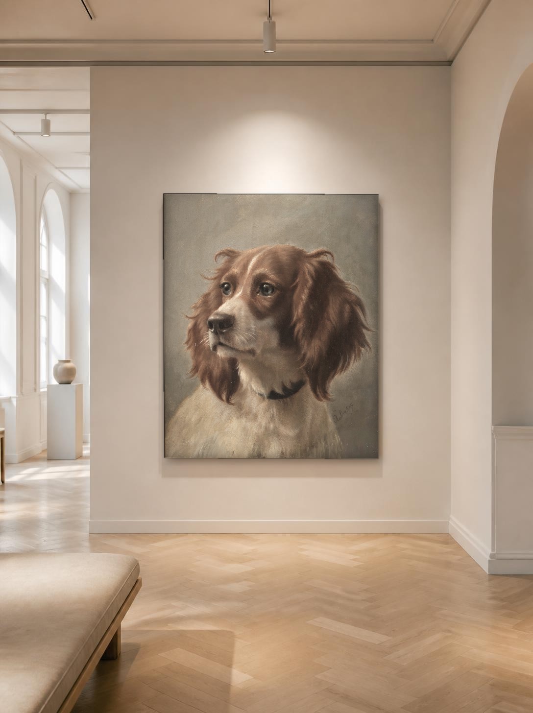 CAS1292-1 Spaniël met Warme Blik, Dieren schilderij aan de muur in interieur