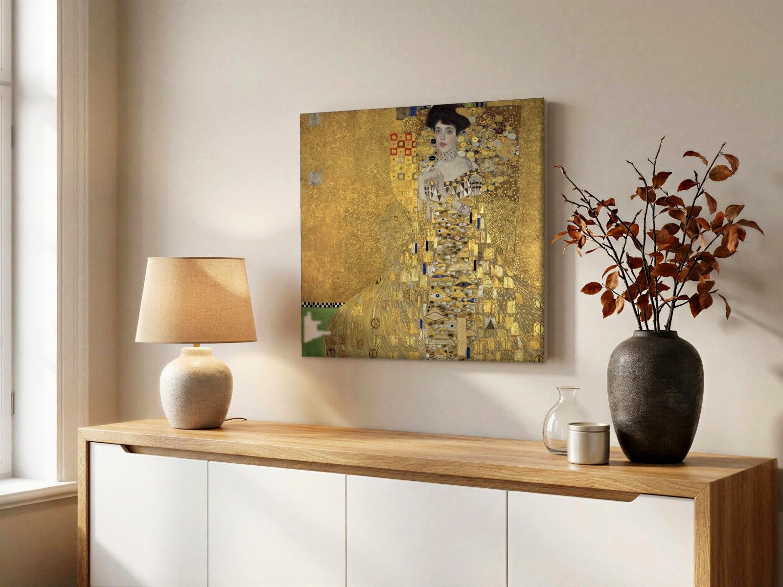 CAS1328-1 Portret van Adele (naar Klimt), Mensen & Portretten schilderij aan de muur in interieur