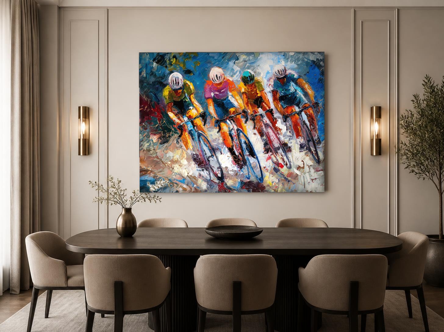 CAS1342-1 Wielrenners in Volle Vaart, Mensen & Portretten schilderij aan de muur in interieur