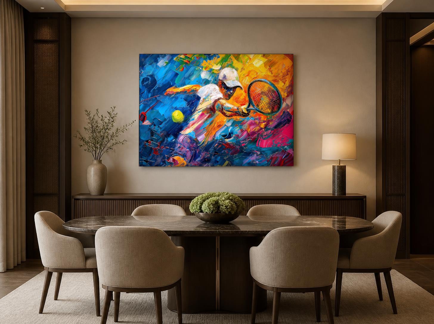 CAS1343-1 Tennisser in Actie, Mensen & Portretten schilderij aan de muur in interieur