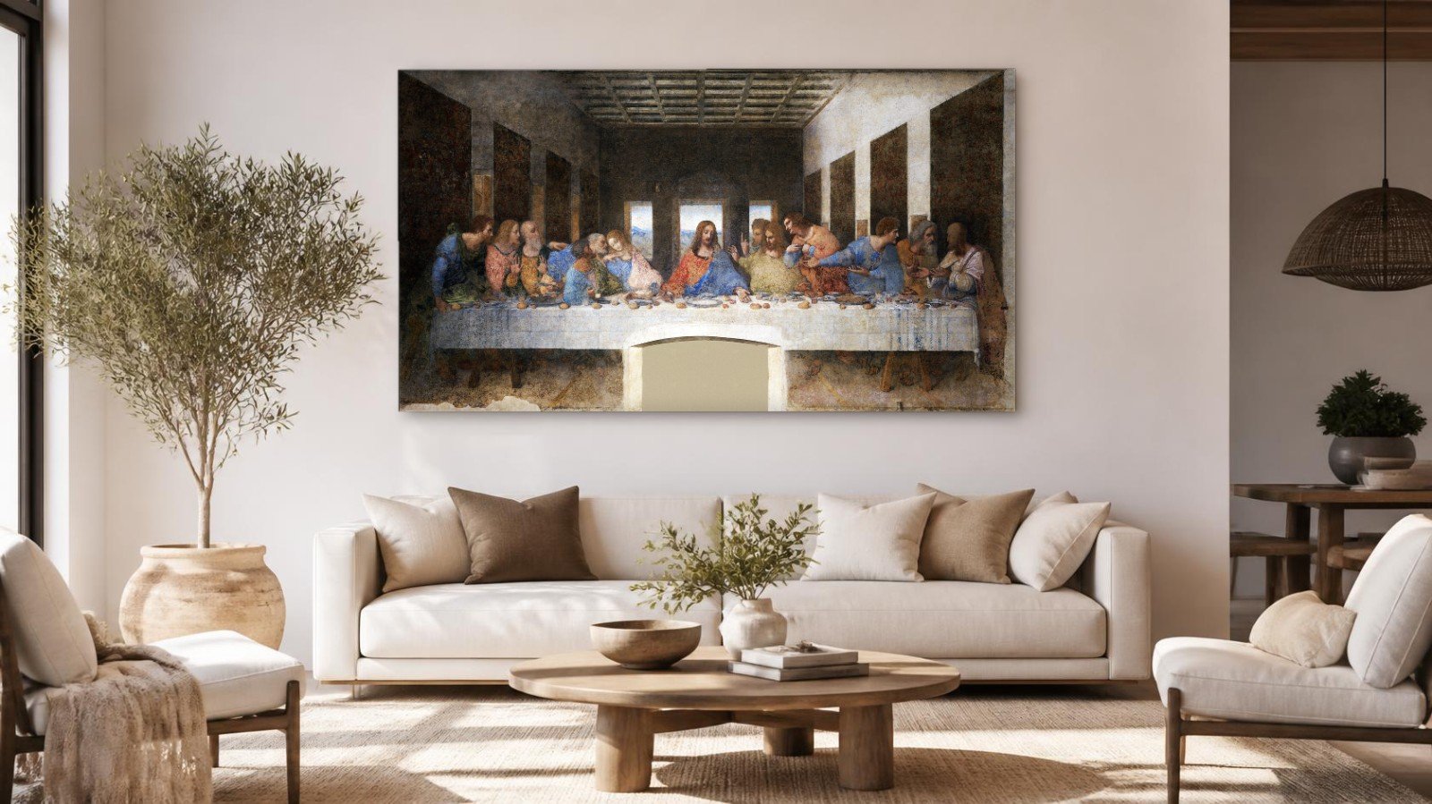 CAS1360-1 Het Laatste Avondmaal (naar Da Vinci), Mensen & Portretten schilderij aan de muur in interieur