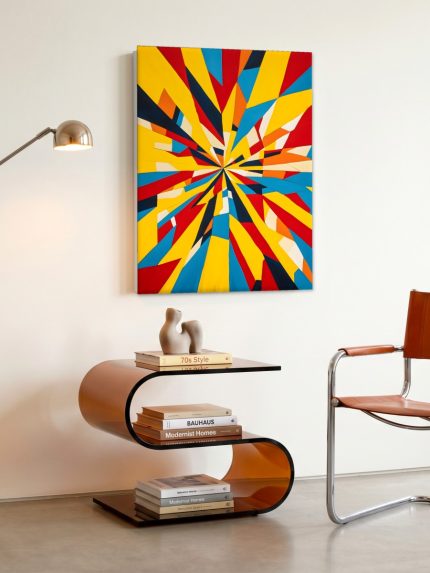 Kleurexplosie in Beweging, Abstract & Modern schilderij aan de muur in interieur