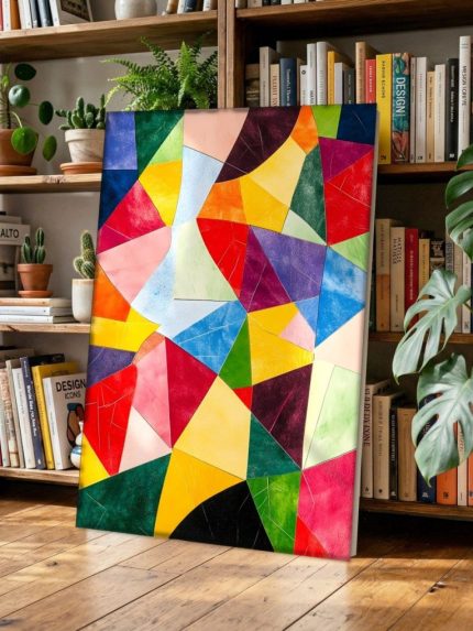 Gebroken Kleurvlakken, Abstract & Modern schilderij aan de muur in interieur