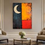 Sikkelmaan boven Vurige Vlakken, Natuur & Landschap schilderij aan de muur in interieur