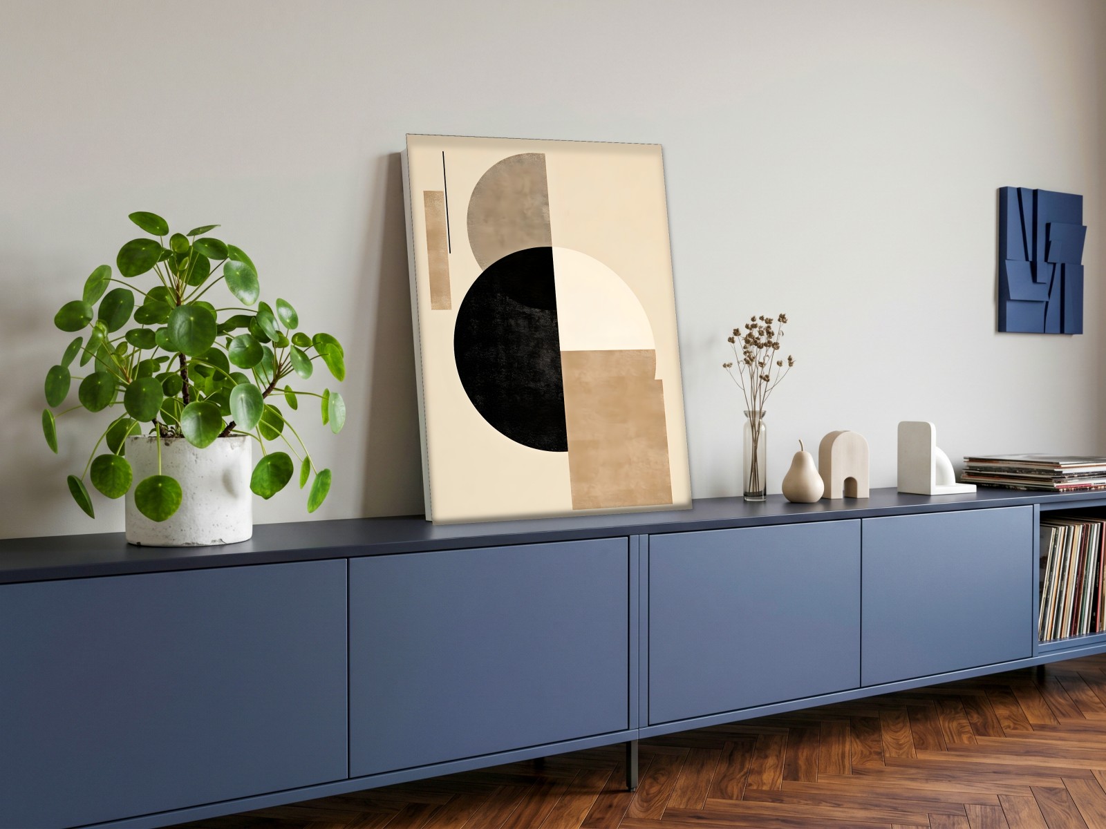 CAS1417-1 Cirkelspel in Zand, Abstract & Modern schilderij aan de muur in interieur