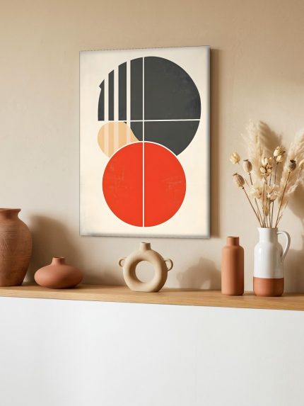 Cirkels in Evenwicht, Abstract & Modern schilderij aan de muur in interieur