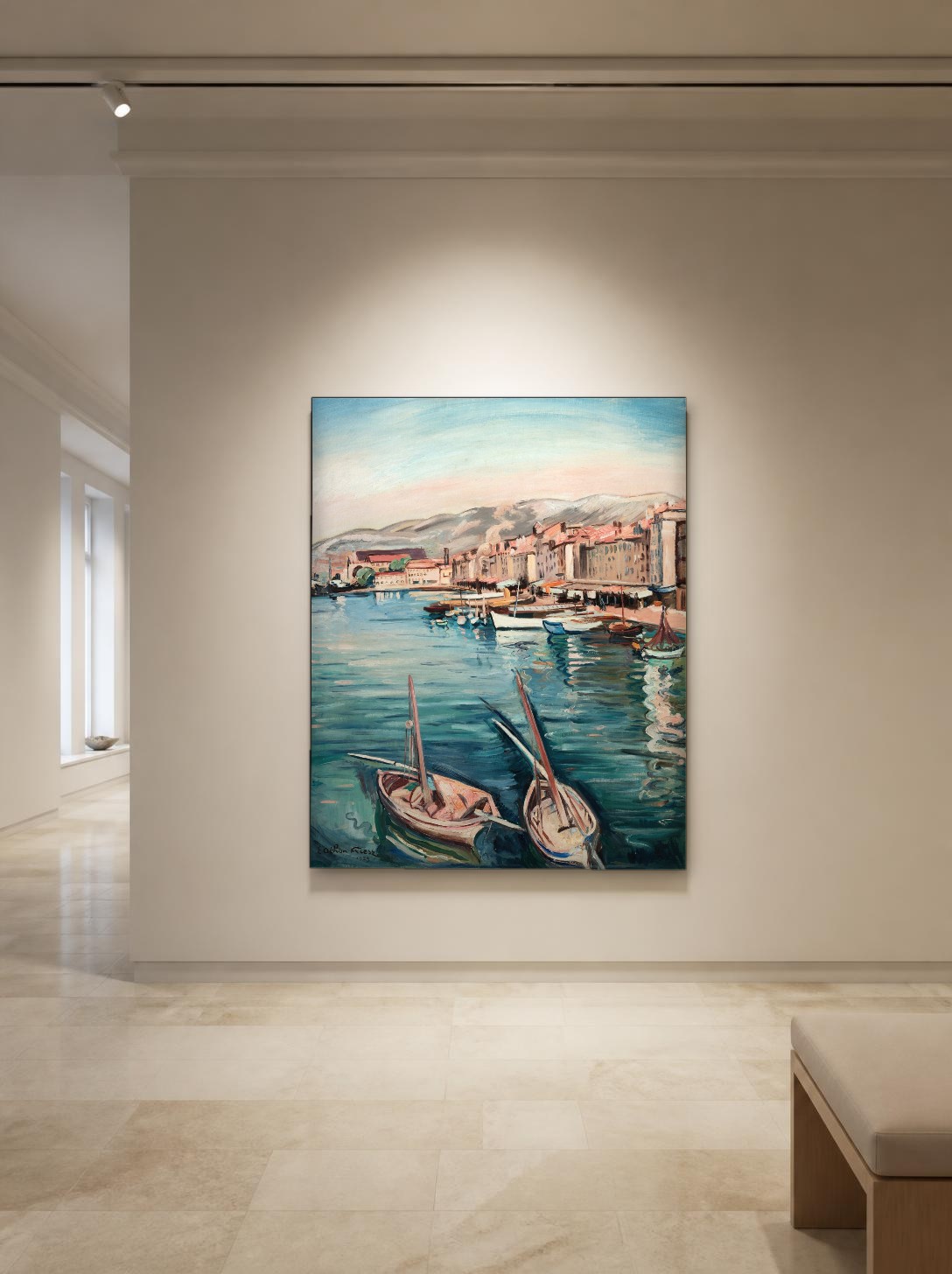 CAS1465-1 Haven aan de Middellandse Zee (naar Othon Friesz), Natuur & Landschap schilderij aan de muur in interieur
