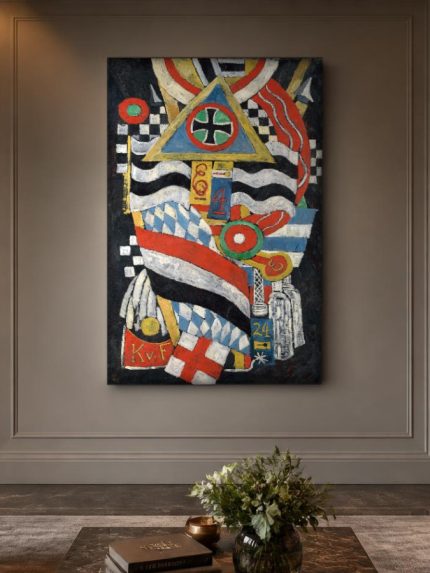 Portret van een Duitse Officier (naar Hartley), Abstract & Modern schilderij aan de muur in interieur