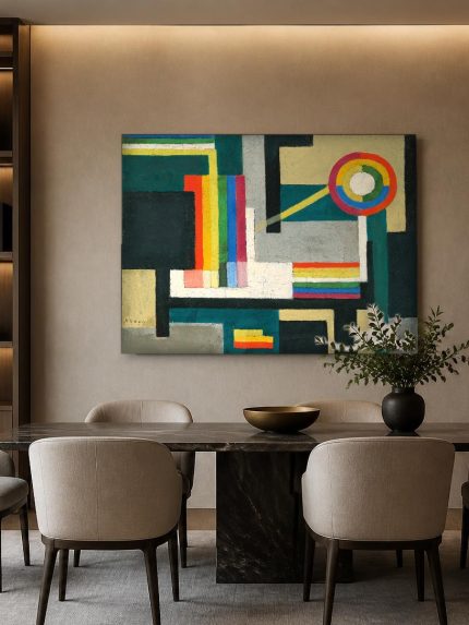 Geometrische Compositie (naar Arthur Segal), Abstract & Modern schilderij aan de muur in interieur