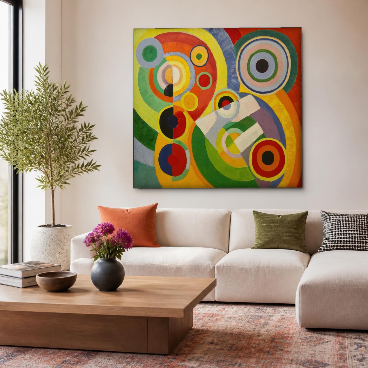 CAS1517-1 Kleurcirkels (naar Delaunay), Abstract & Modern schilderij aan de muur in interieur
