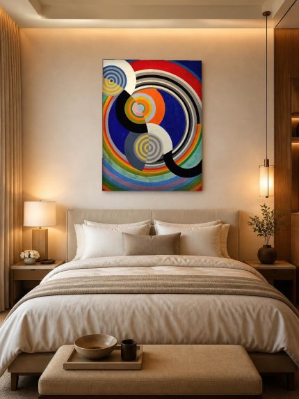 Cirkelritme (naar Delaunay), Abstract & Modern schilderij aan de muur in interieur