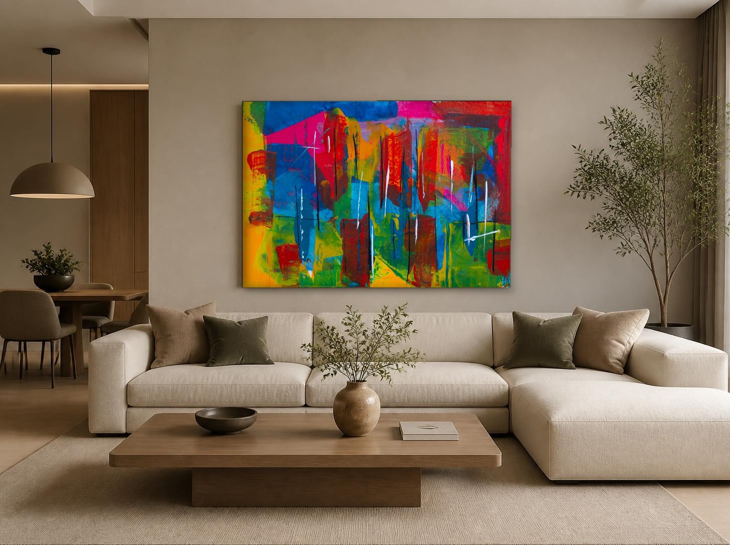 CAS1520-1 Kleurritme in Beweging, Abstract & Modern schilderij aan de muur in interieur
