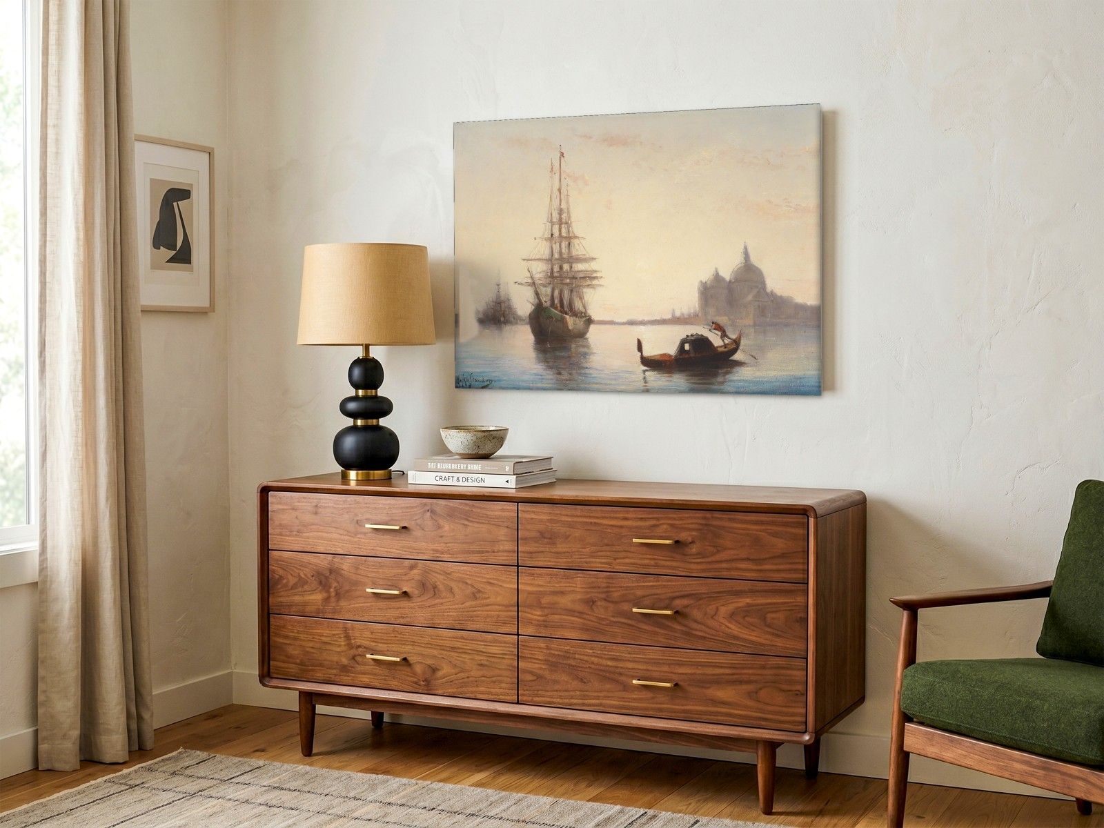 CAS1535-1 Gondel bij de Salute, Steden & Skylines schilderij aan de muur in interieur