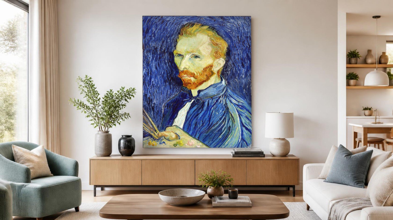CAS1541-1 Zelfportret (naar Van Gogh), Mensen & Portretten schilderij aan de muur in interieur
